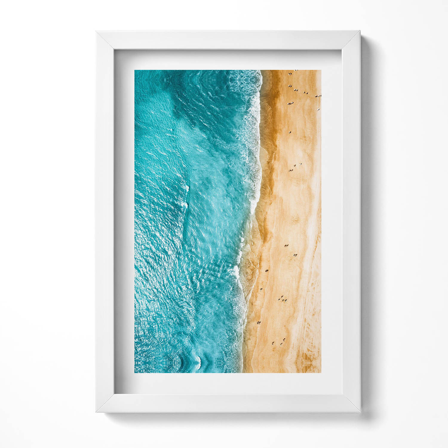 Obraz w ramie MDF "Morze plaża ludzie" Biała rama, 20x30 cm