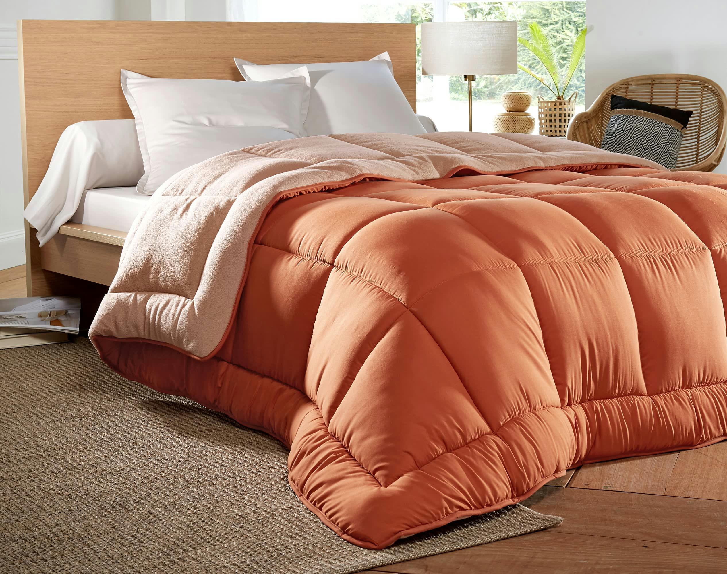 HEBE - Couette 140x200 orange double face 400 g/m2