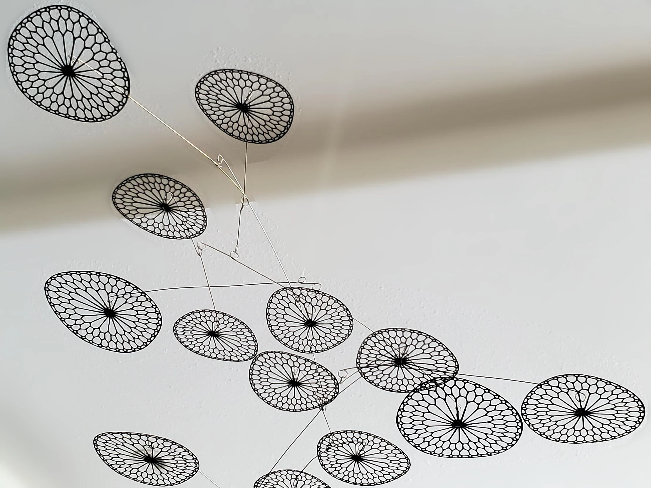 Modern Hanging Mobile Art, Black, Lightweight Kinetic Sculpture