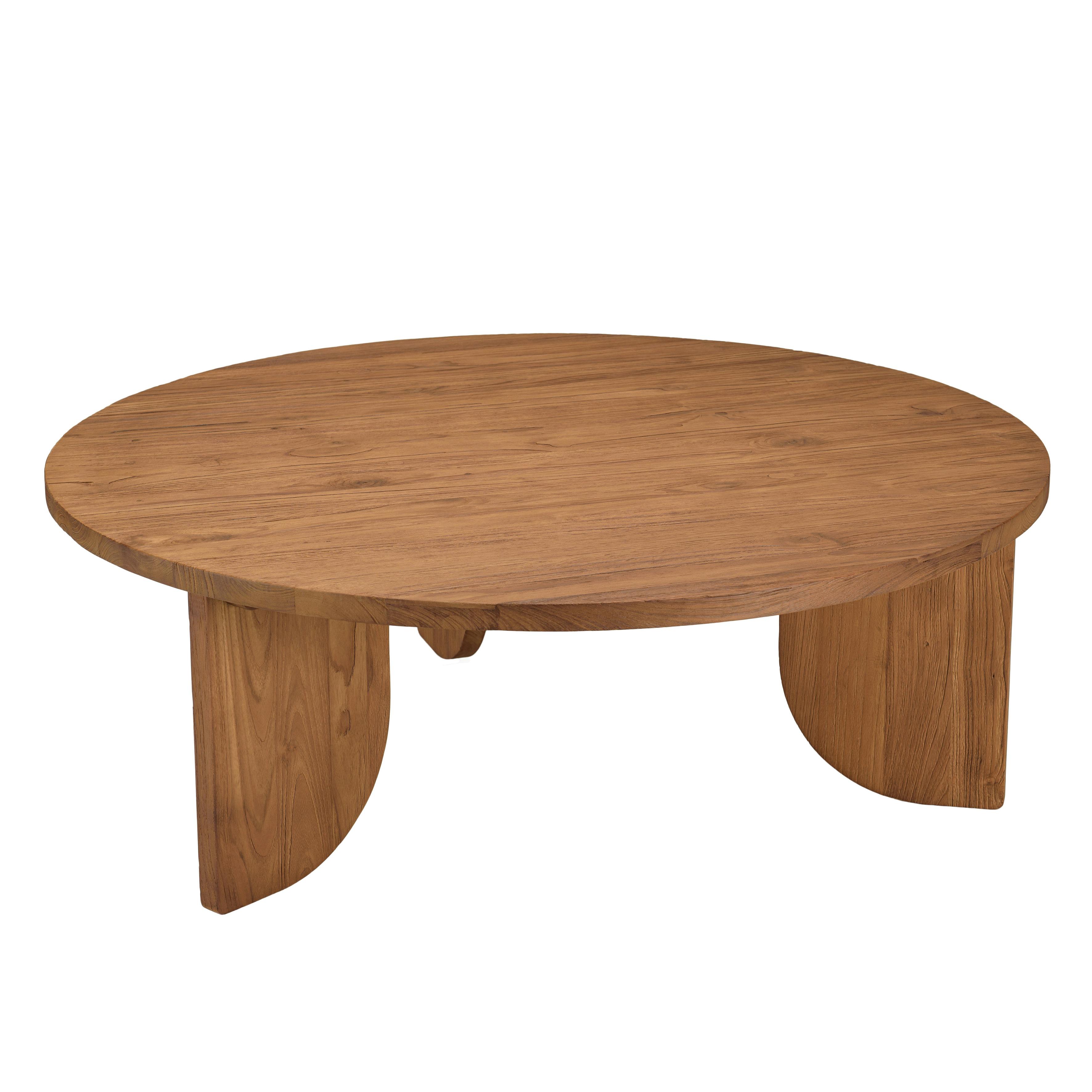 Table basse ronde 100x100cm en bois de teck recyclé SWING