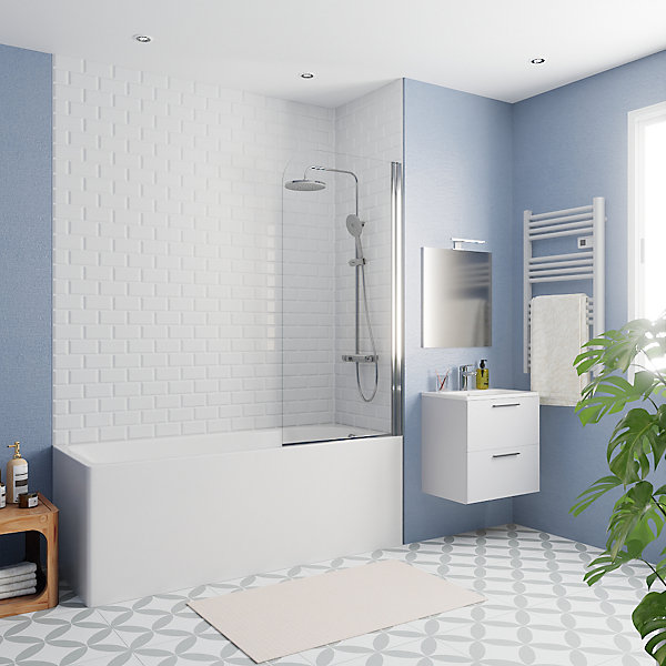 Kaldewei 170x70 cm Ensemble baignoire Eurowa universelle   Pare baignoire pivotant chrome   pieds (KW312-SETP1)
