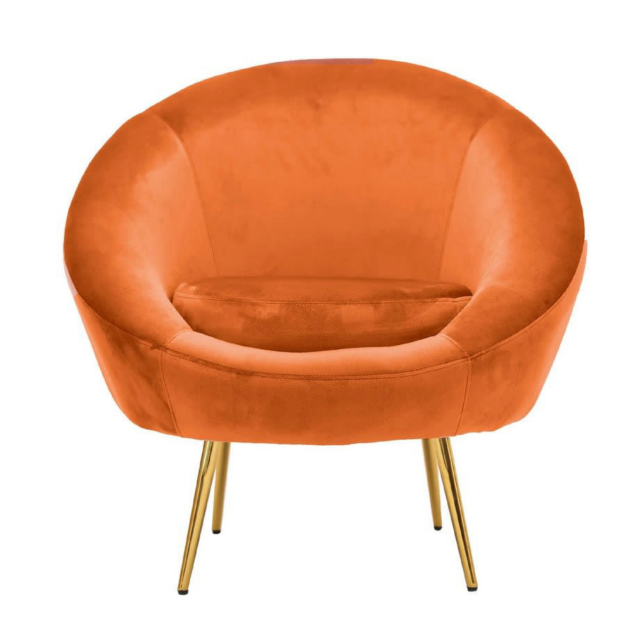 VELVET - Fauteuil design rond en velours orange