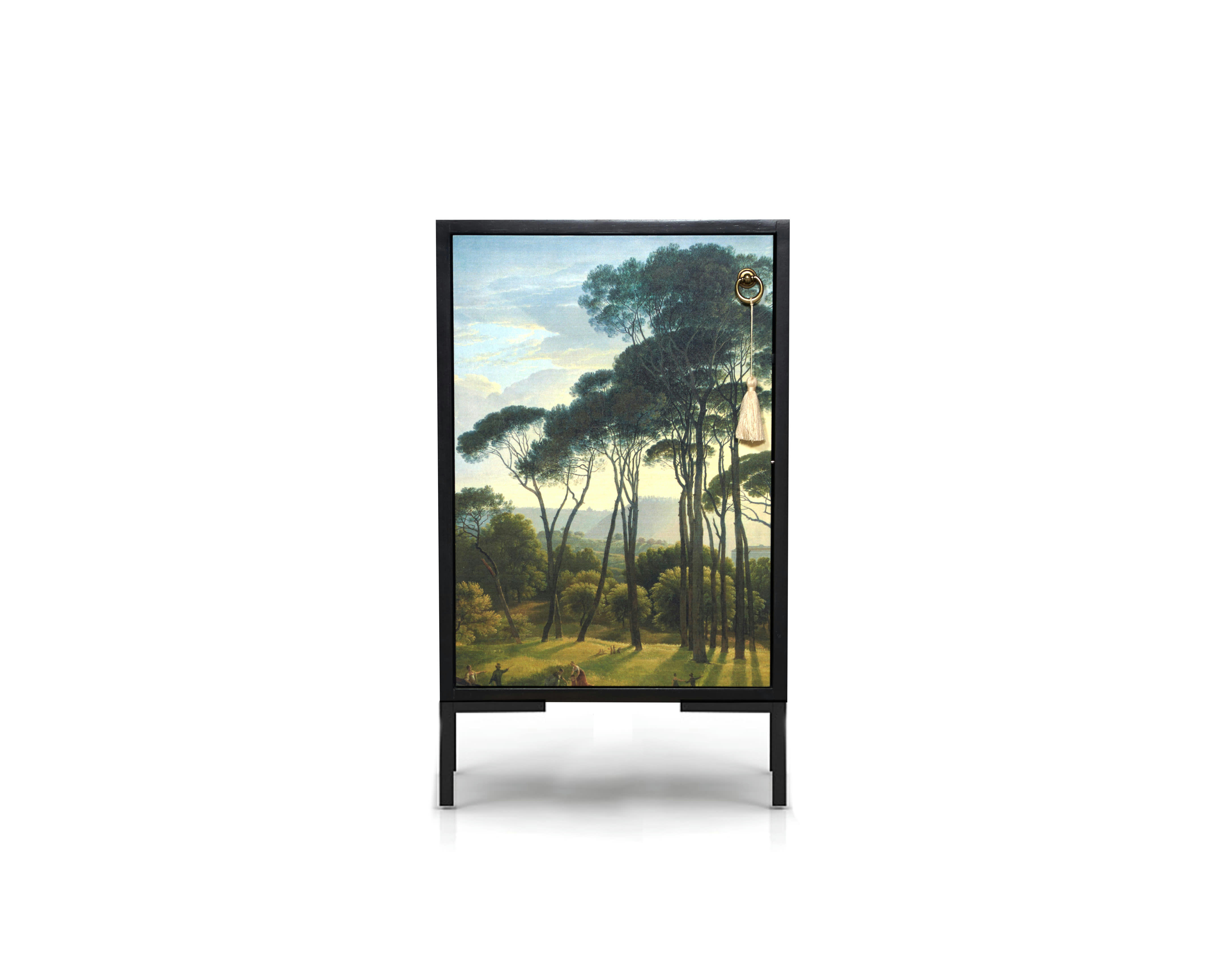 HENDRICK - Table de chevet en MDF avec imprimé forestier