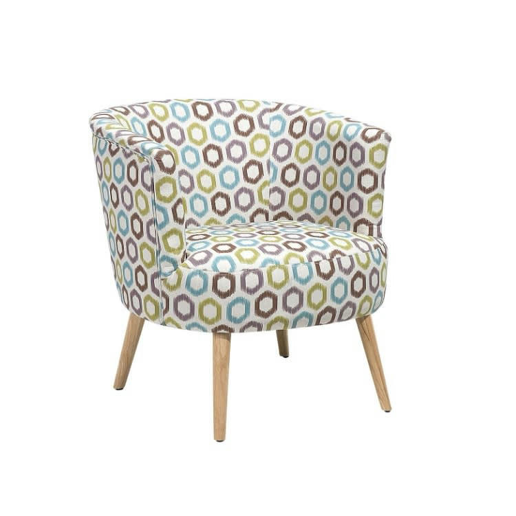 ODENZEN - Fauteuil club en tissu multicolore motif géométrique