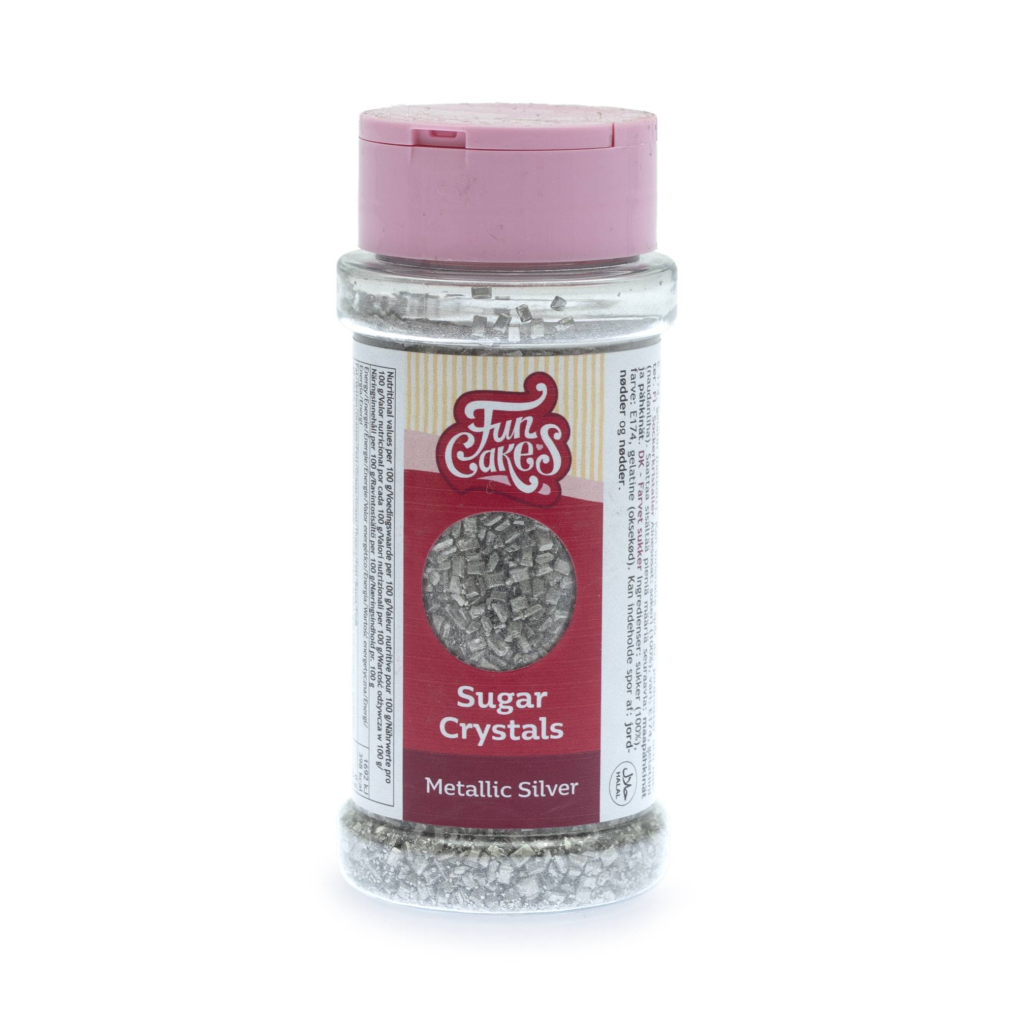 FunCakes Metallic Silver Sugar Crystals 80g