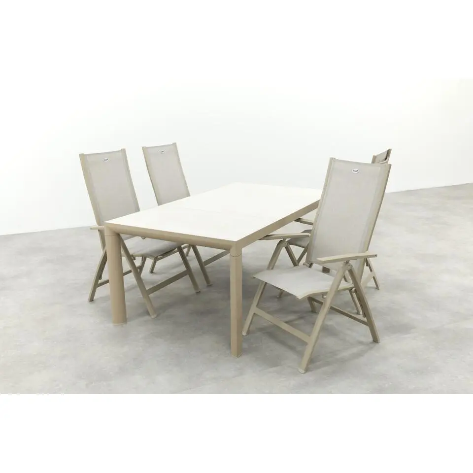 Hartman Roma/Kings verstelbare 4-persoons tuinset 180x100 cm.- latte