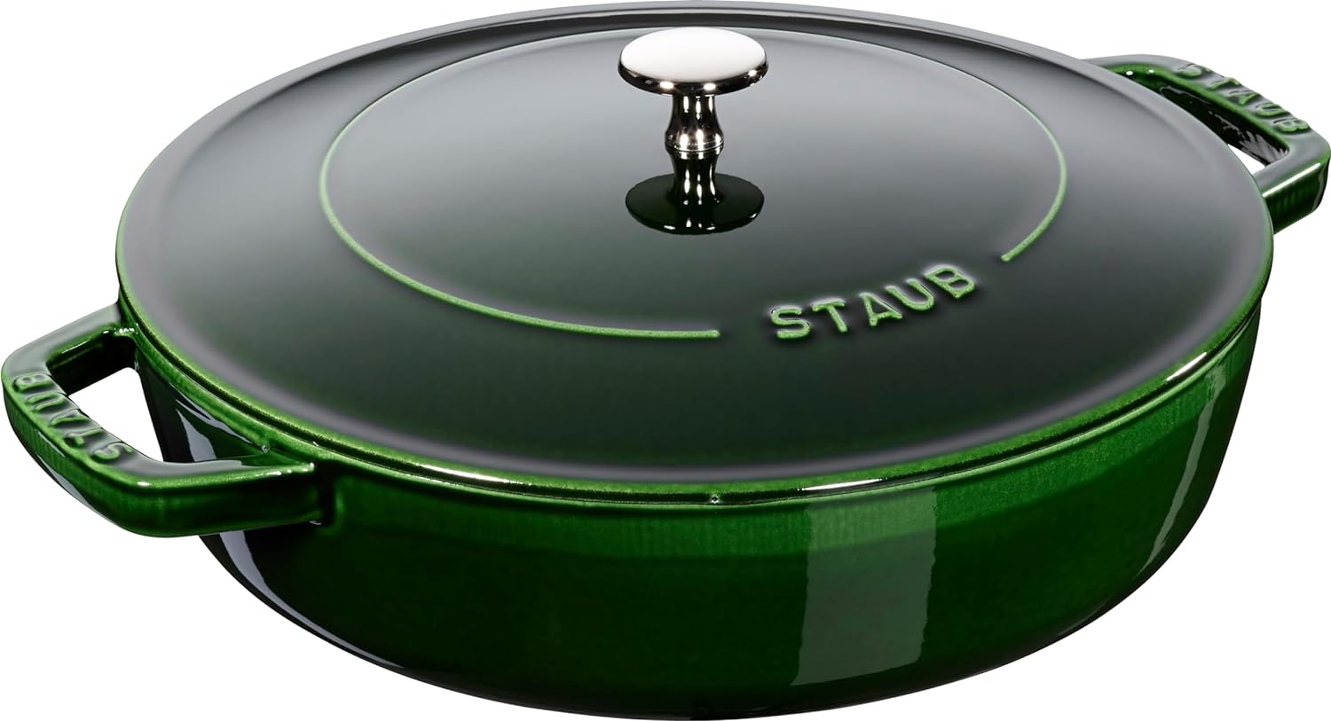 Staub Braiser 40511-478 Saute Pan, Basil Green, 11.0 inches (28 cm), Large, Both Handed, Enameled Pot, Shallow Type, Sukiyaki, Induction Compatible, Japanese Authentic Product