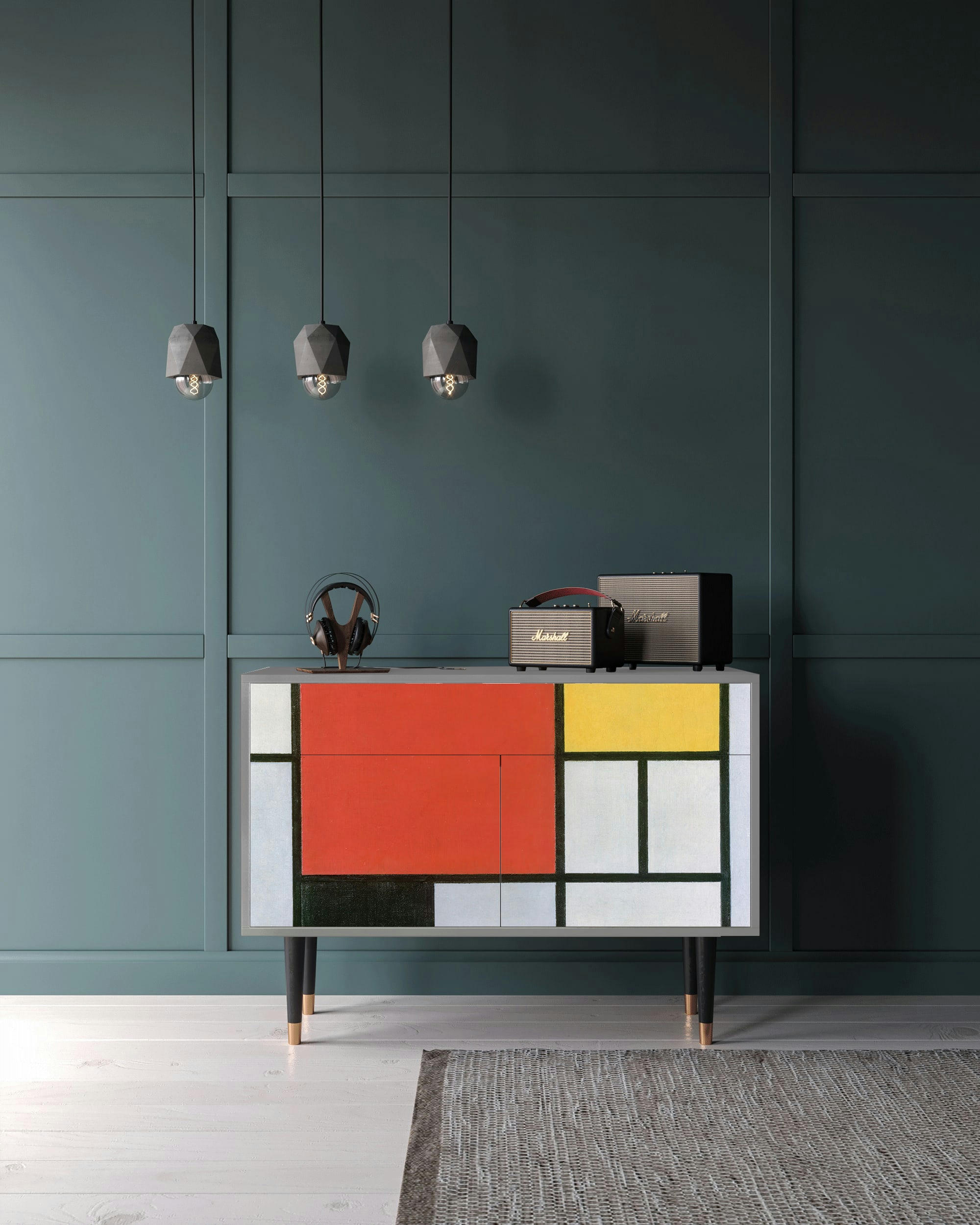 - Buffet  multicolore 2 tiroirs et 2 portes L 115 cm