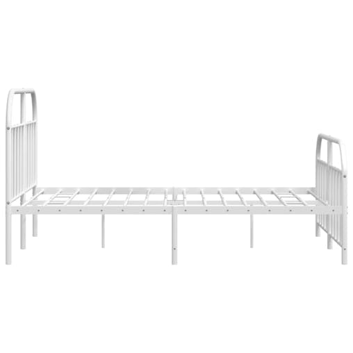 NNEVL Metal Bed Frame with Headboard and Footboard White 153x203 cm Queen