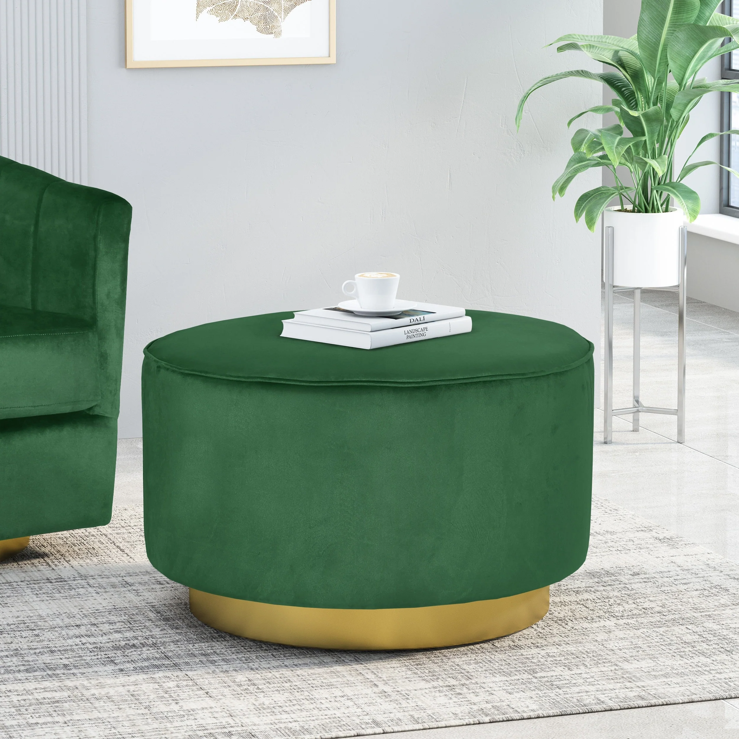 Croton Modern Glam Velvet Swivel Ottoman by Christopher Knight Home