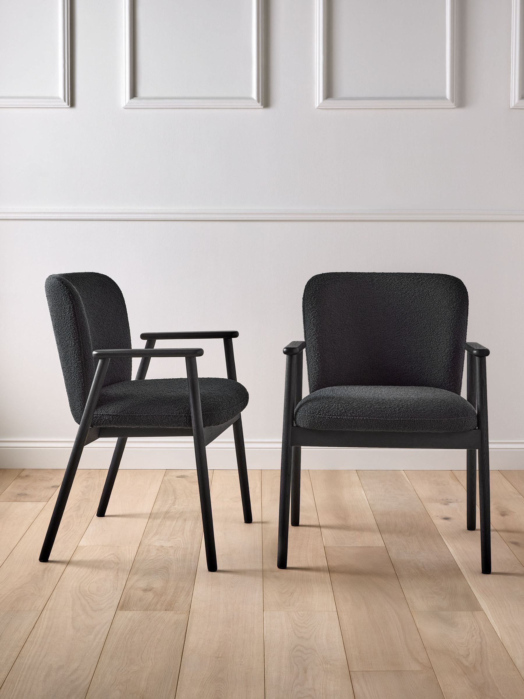 Jasper Conran London Set of 2 Soft Boucle Black Aden Dining Chairs