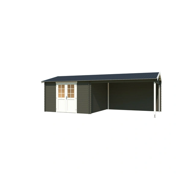 Gartenhaus »Amarillo«, BxHxT: 730 x 250,8 x 388,5 cm, (Außenmaß inkl. Dachüberstand), grüngrau