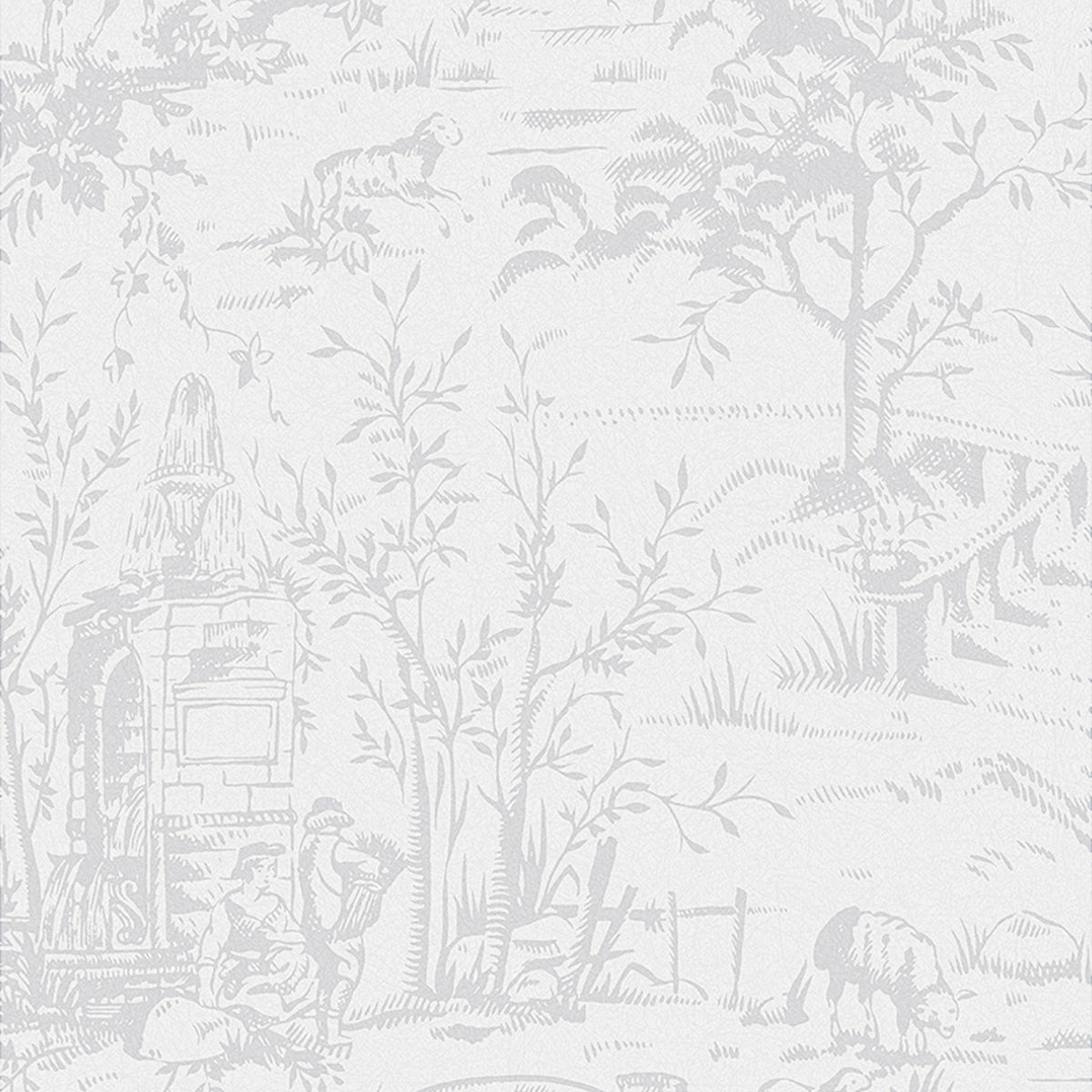 Laura Ashley Vliesbehang - Toile de Jouy Sugared Grey - Grijs 10mx52cm