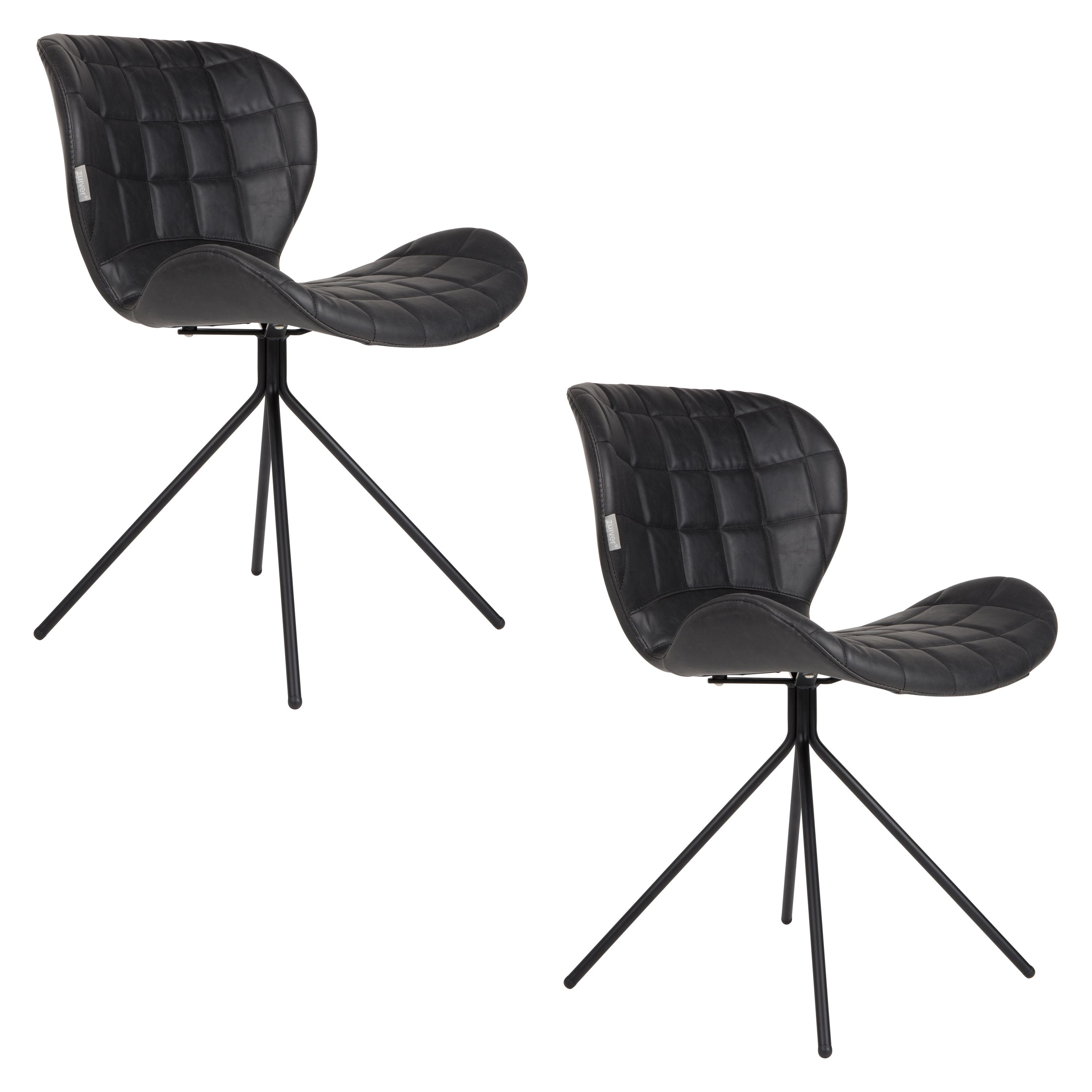 Zuiver OMG LL Eetkamerstoelen Zwart - Set van 2