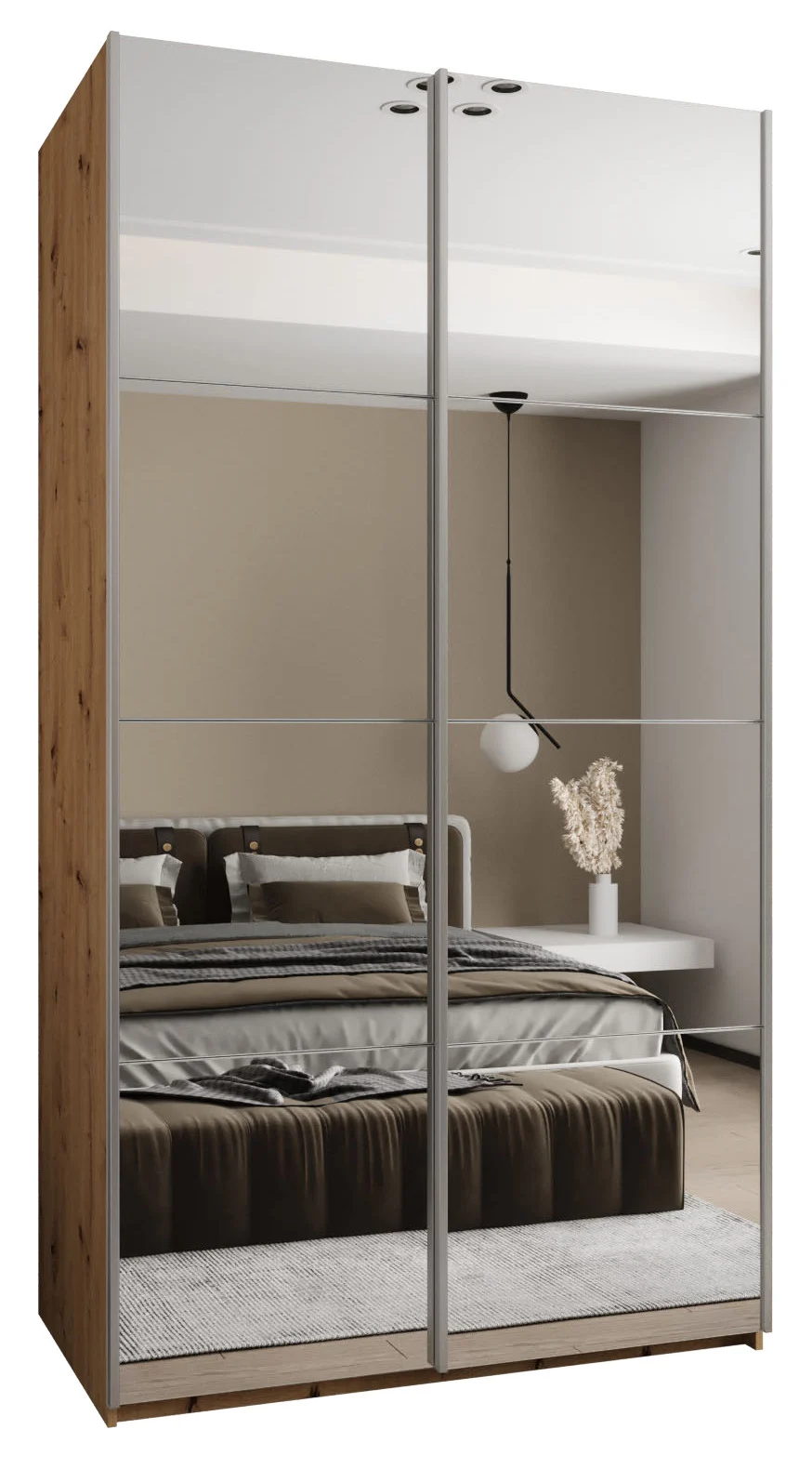 Szafa przesuwna 64 wysoka Lux 2 130 artisan biały srebrny