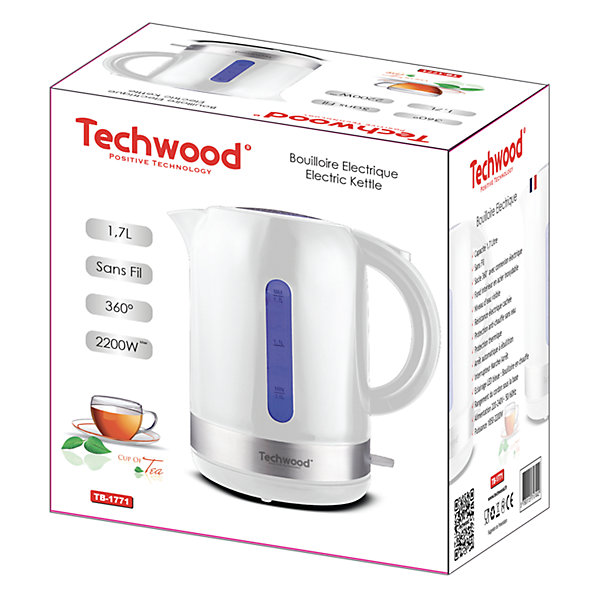 Bouilloire électrique - TECHWOOD - TB-1771 - Capacité 1,7L - Socle 360 - Blanc