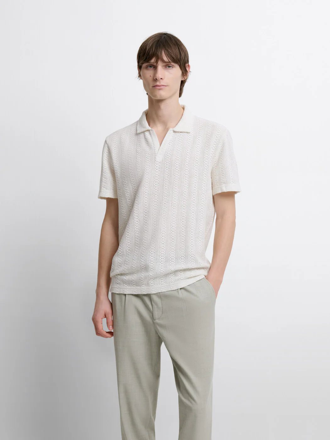 Polo col derby en coton