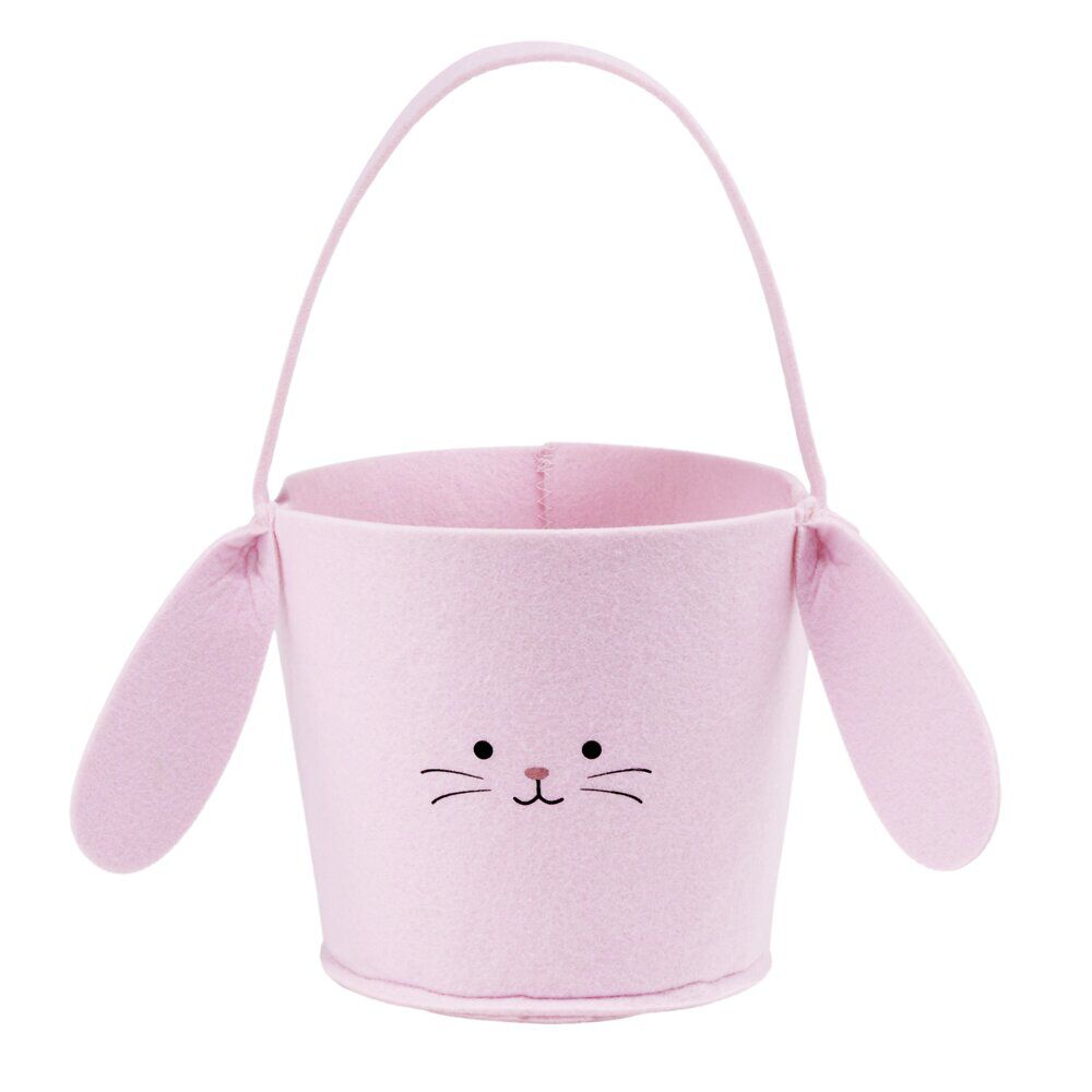 Panier décor Pâques feutrine Ø13xH14,5cm (4 modèles)