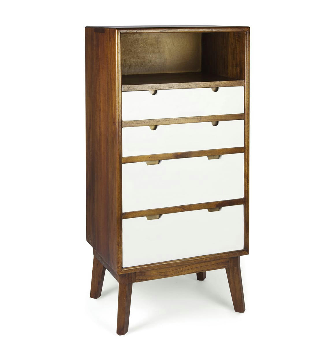 ARTIC - Commode en bois marron et blanc H 125 cm