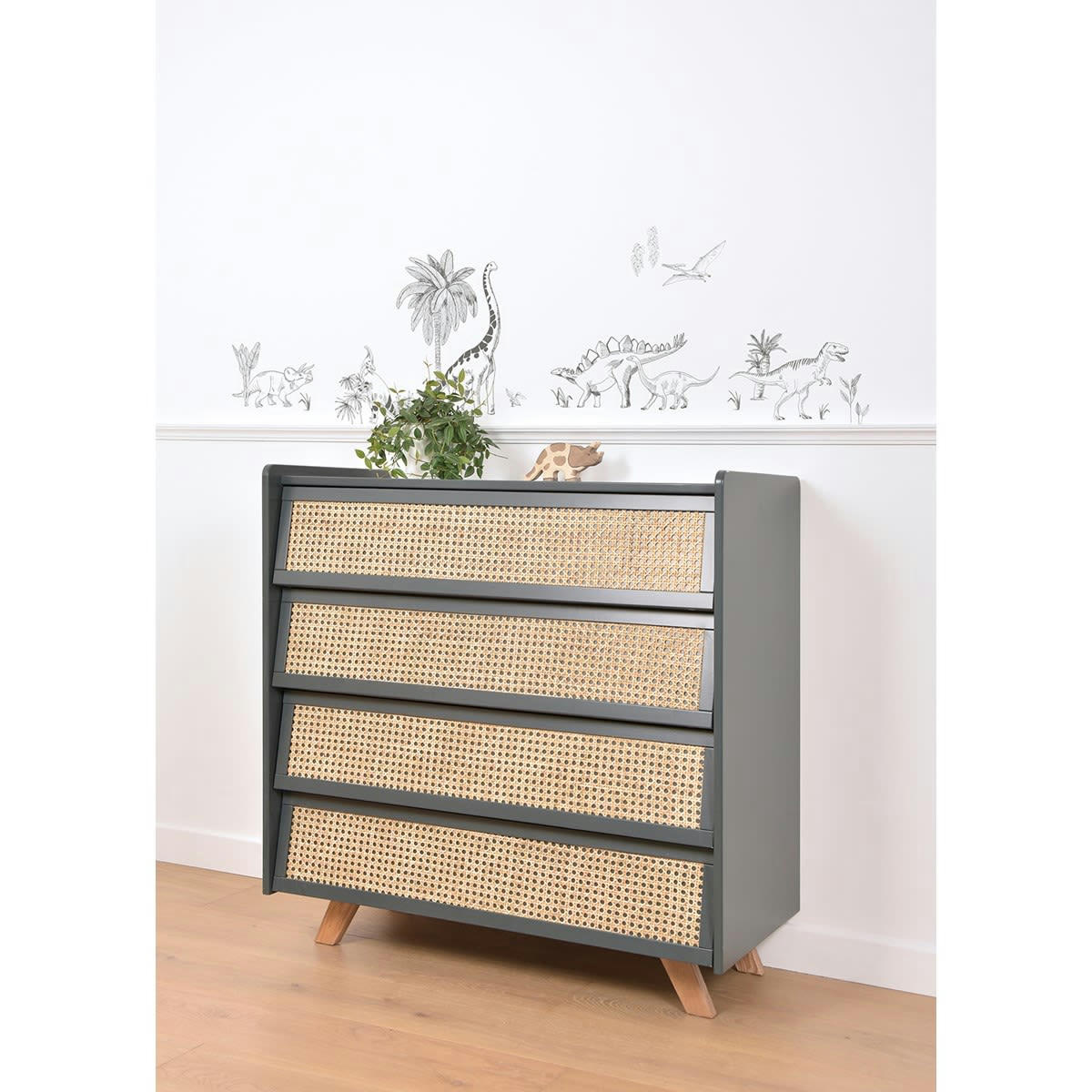 DINOSAURUS - Stickers dinosaures en Vinyle mat Gris