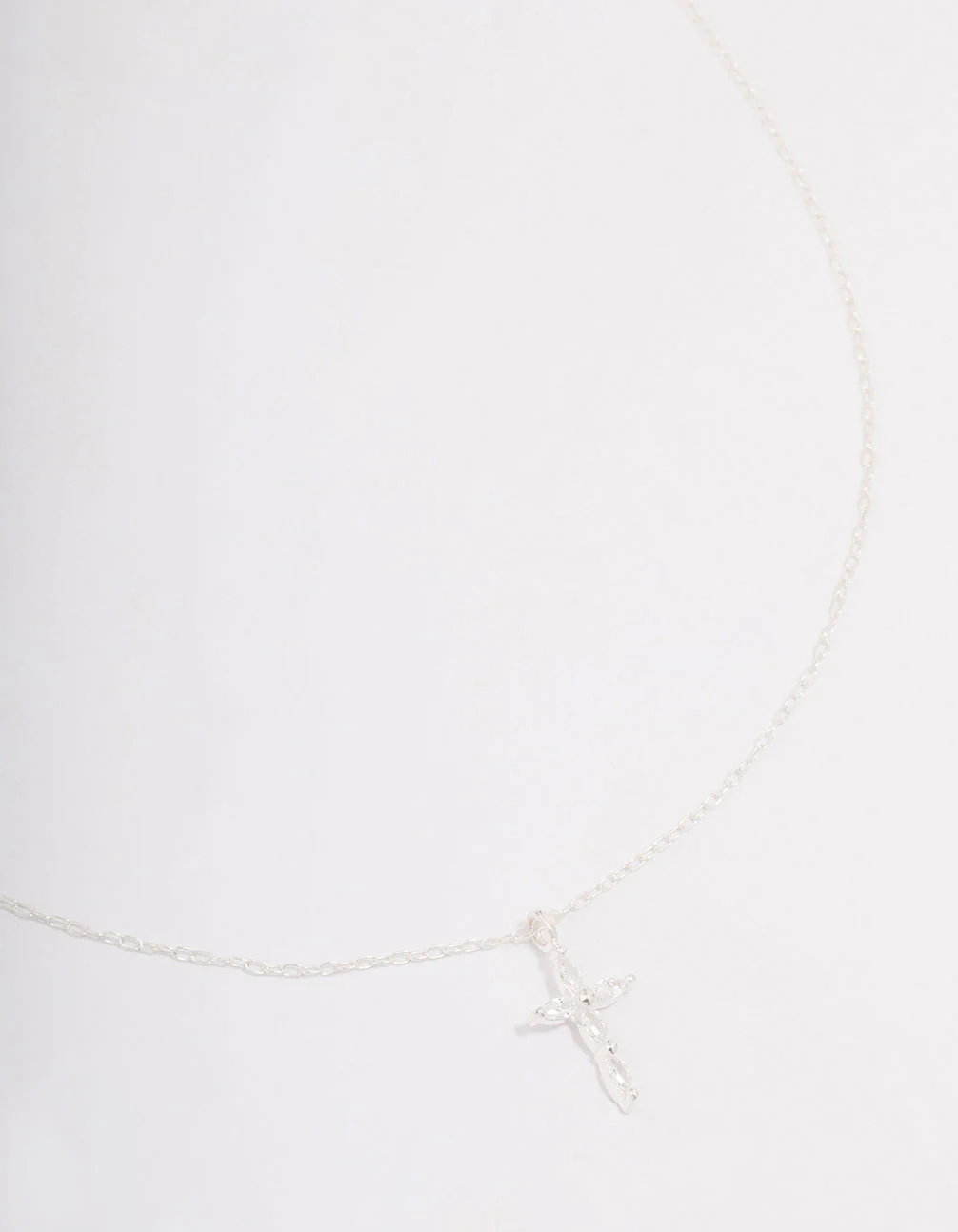 Sterling Silver Cubic Zirconia Marquise Cross Necklace