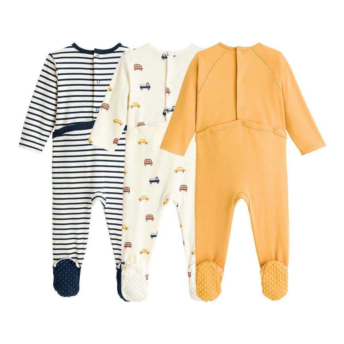 Lot de 3 pyjamas 1 pièce coton bio