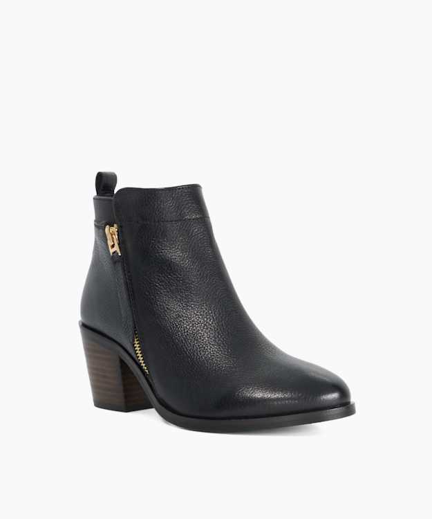 Paicing Black - Wide Fit Block Heel Side Zip Ankle Boots