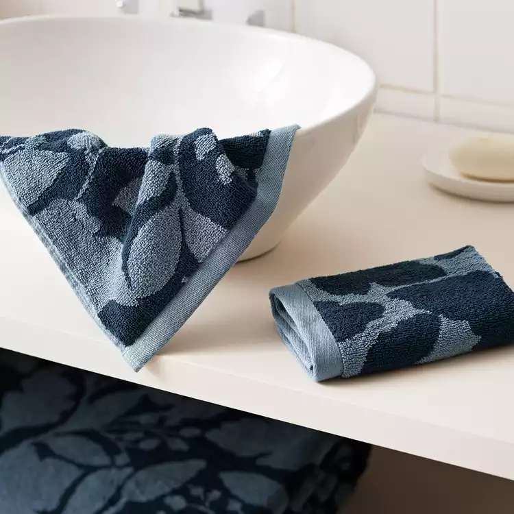 Habitat Foliage 2 Pack Face Cloth - Navy