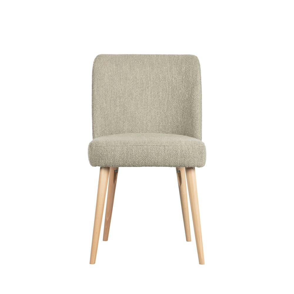 FORCE - Lot de 2 chaises en tissu bouclé beige