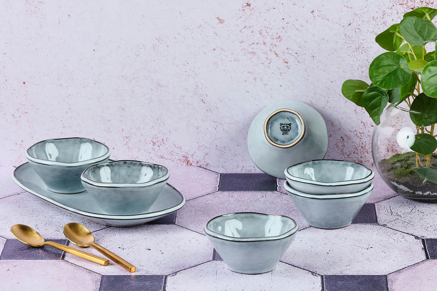 REACTIV - Lot de 6 petits bols en grès gris D10