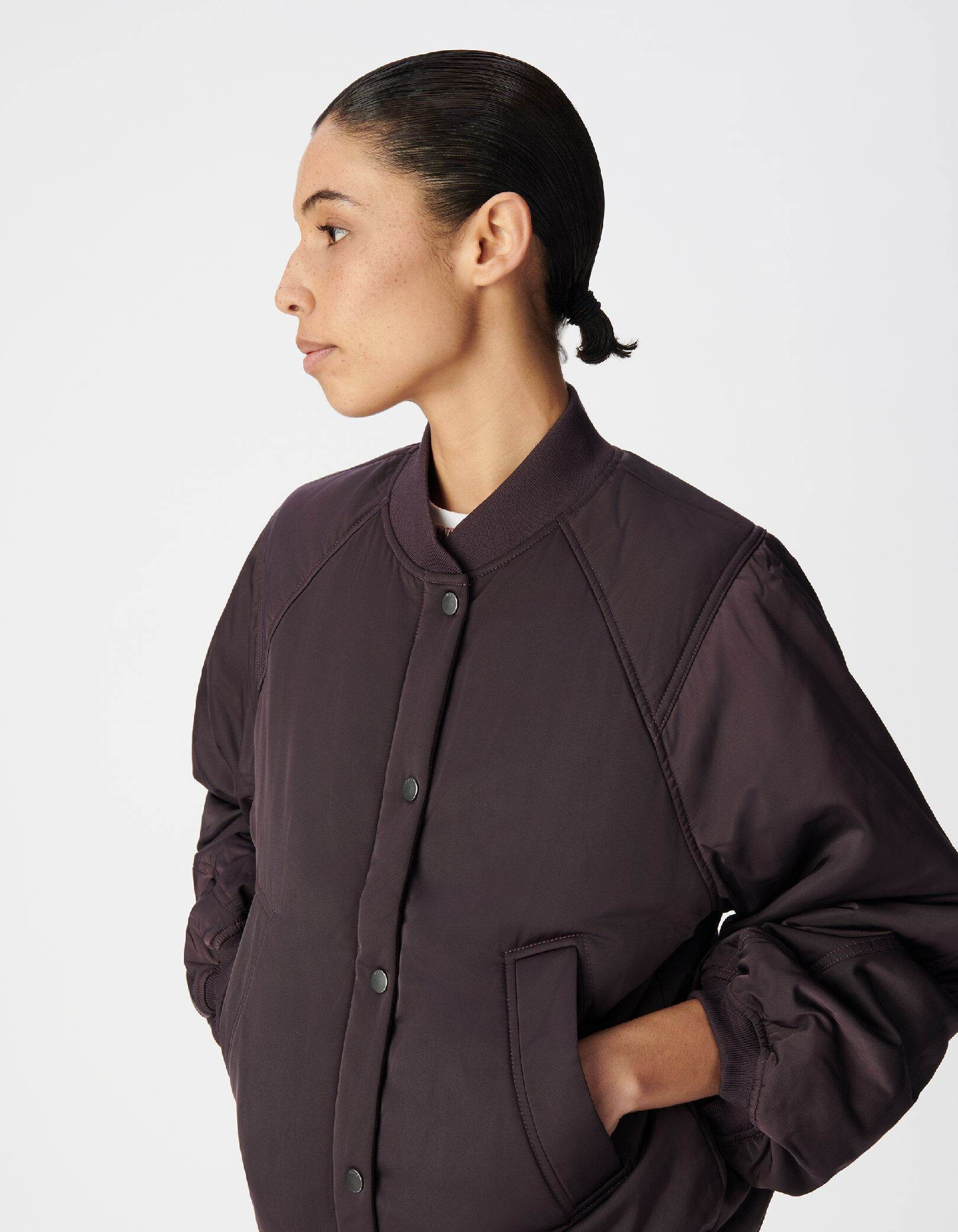 Bomber oversize bordeaux nylon Femme