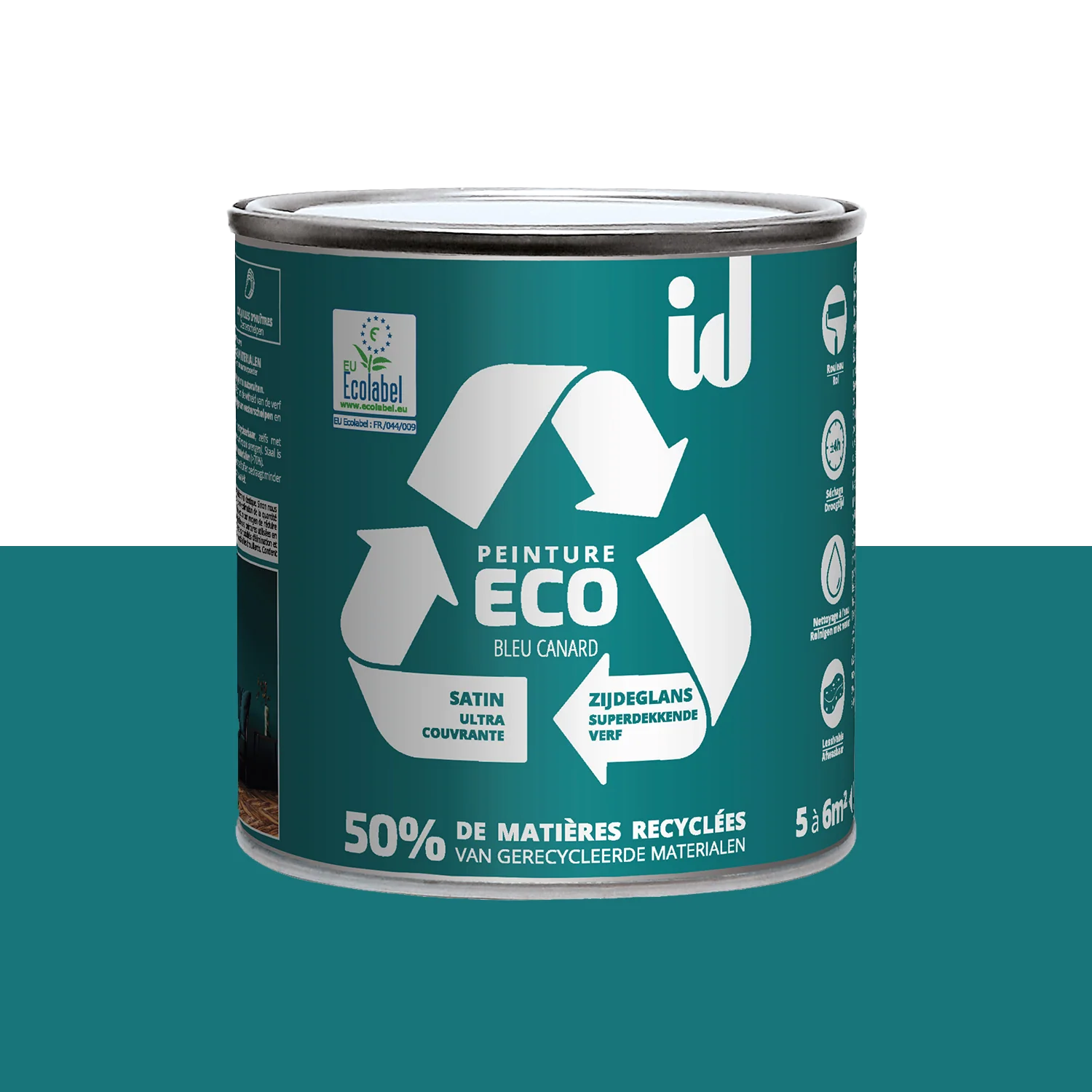 ECO ID Peinture ECO Peinture bleu canard Satiné 0,5 L