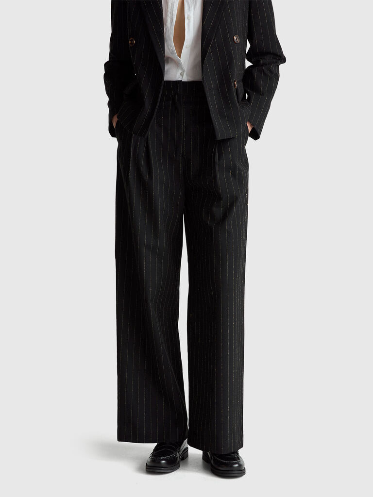 Pinstriped palazzo trousers