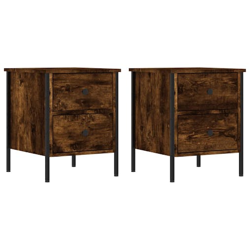 NNEVL Bedside Cabinets 2 pcs Smoked Oak 40x42x50 cm Engineered Wood