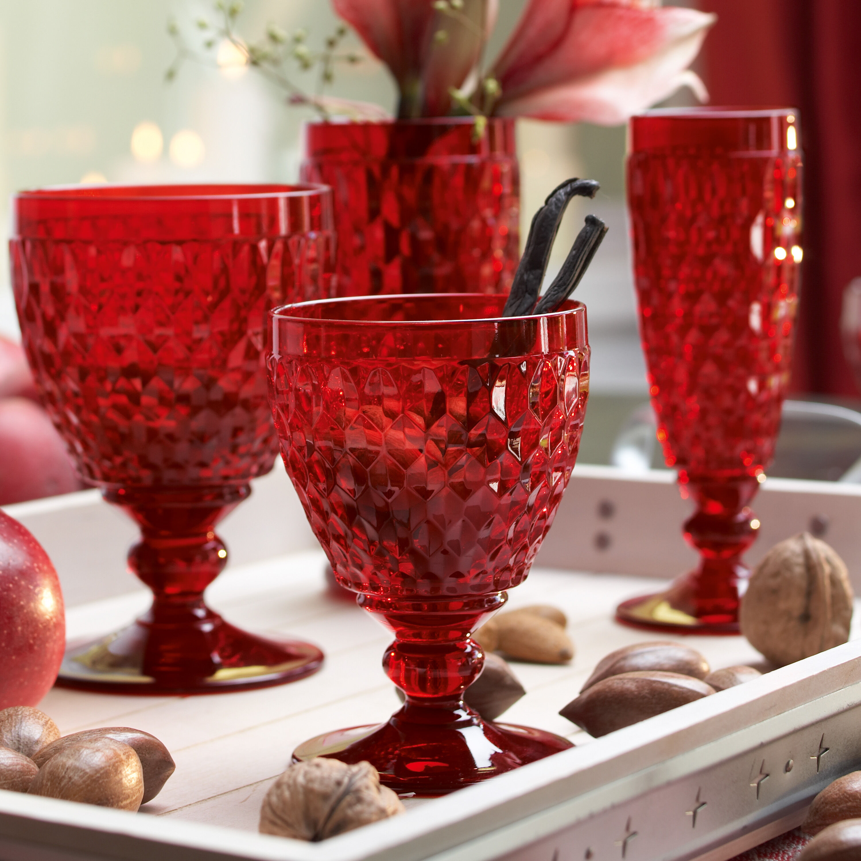 Boston White wine glass - Red, 4.1 oz, crystal glass