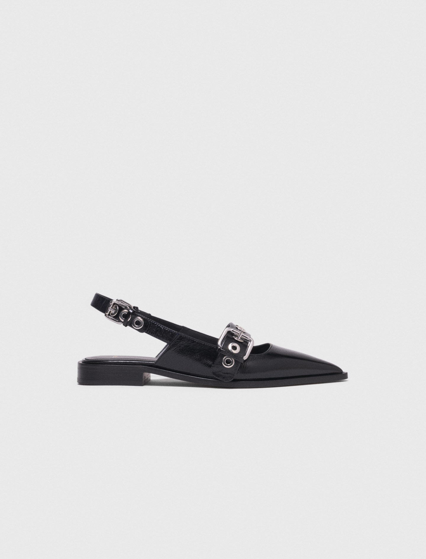 Slingbacks plates en cuir à bride