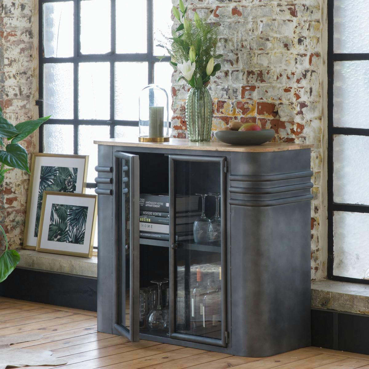LOCKER - Buffet en métal gris 105 cm