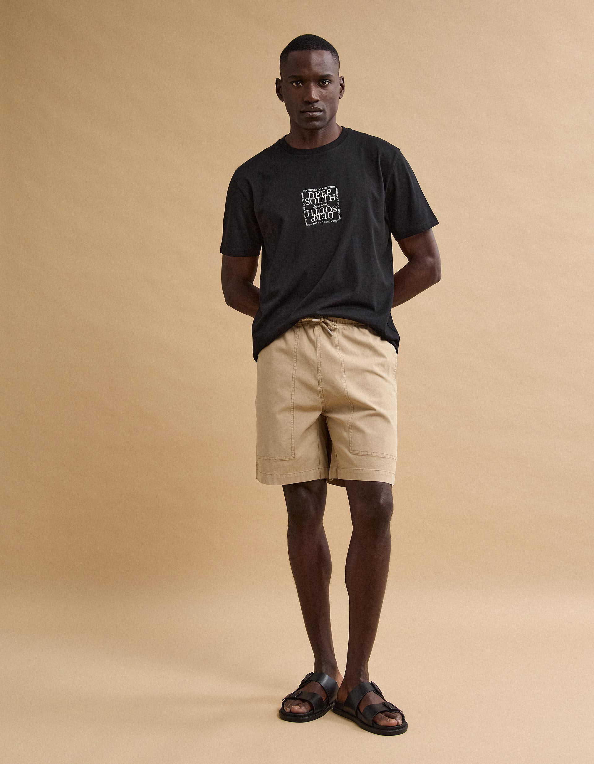T-shirt Jersey Estampada, Homem, Preto