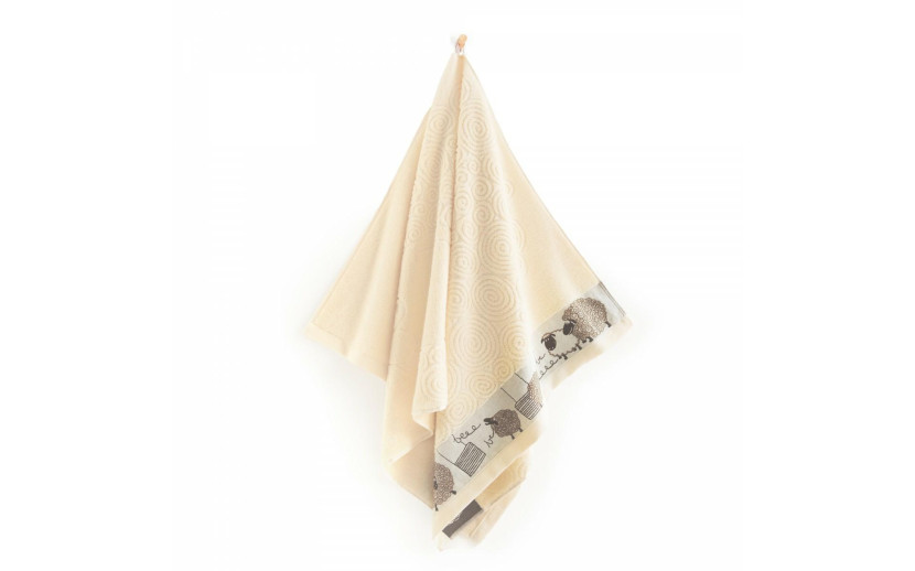 Ręcznik 50x70 The Sheeps Owce kremowy 400 g/m2 frotte Zwoltex