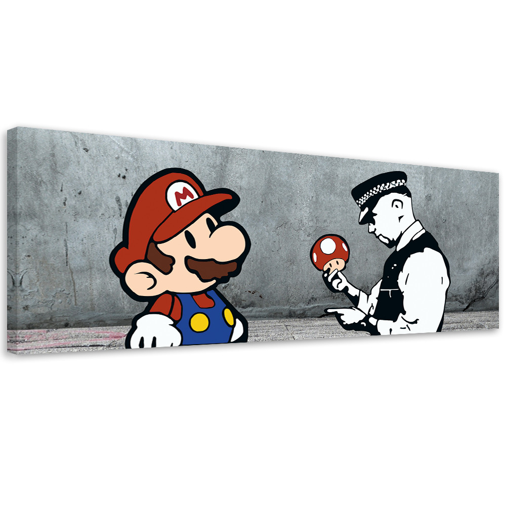 Feeby Obraz na płótnie, Banksy Mario i Policjant 90x30