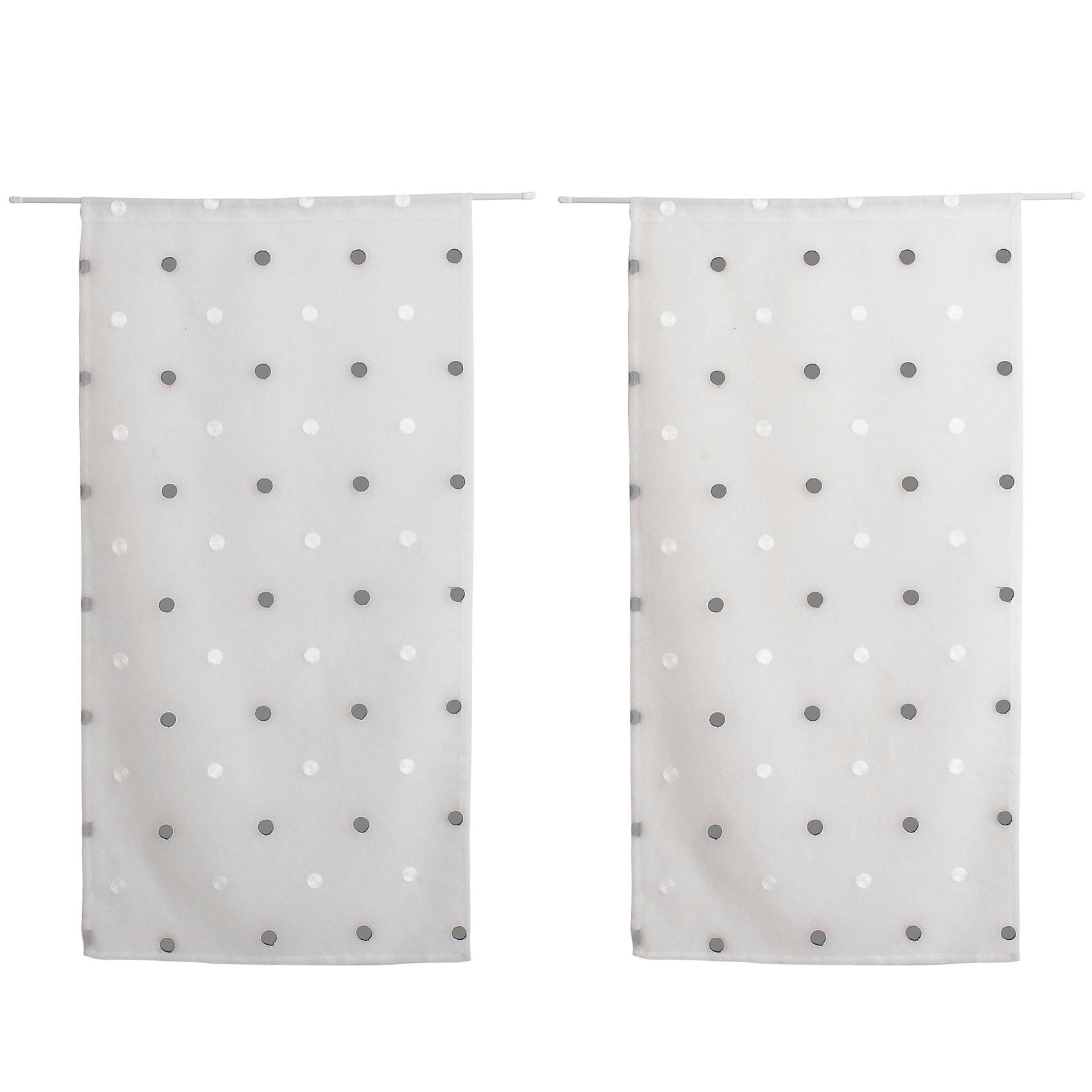 - Paire de vitrages droits à pois colorés polyester blanc 60x90 cm