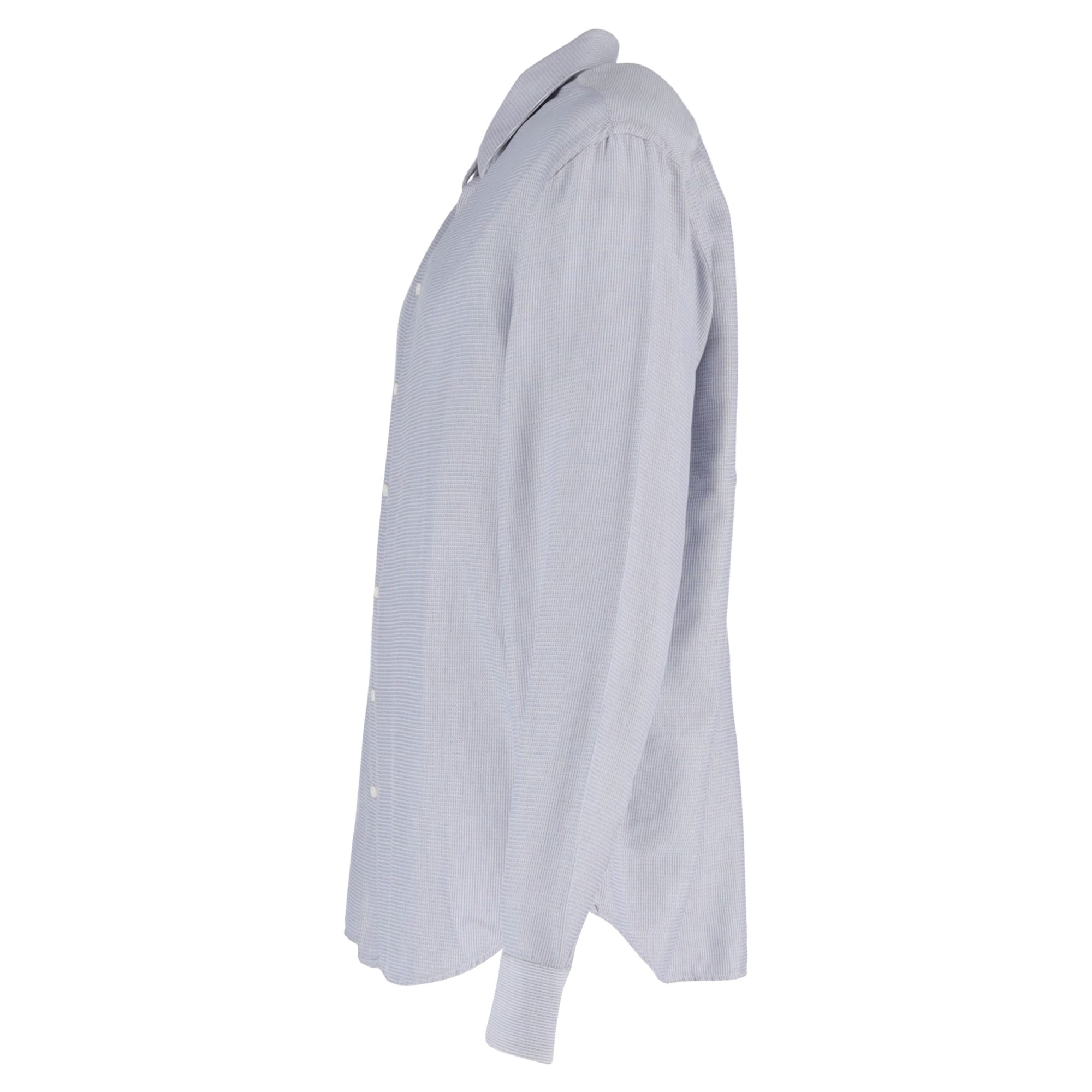 Giorgio Armani Preloved Patterned Long Sleeve Shirt in Grey Cotton