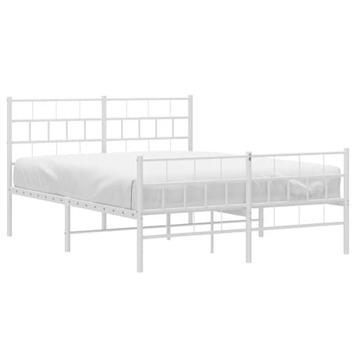 NNEVL Metal Bed Frame with Headboard and Footboard White 150x200 cm