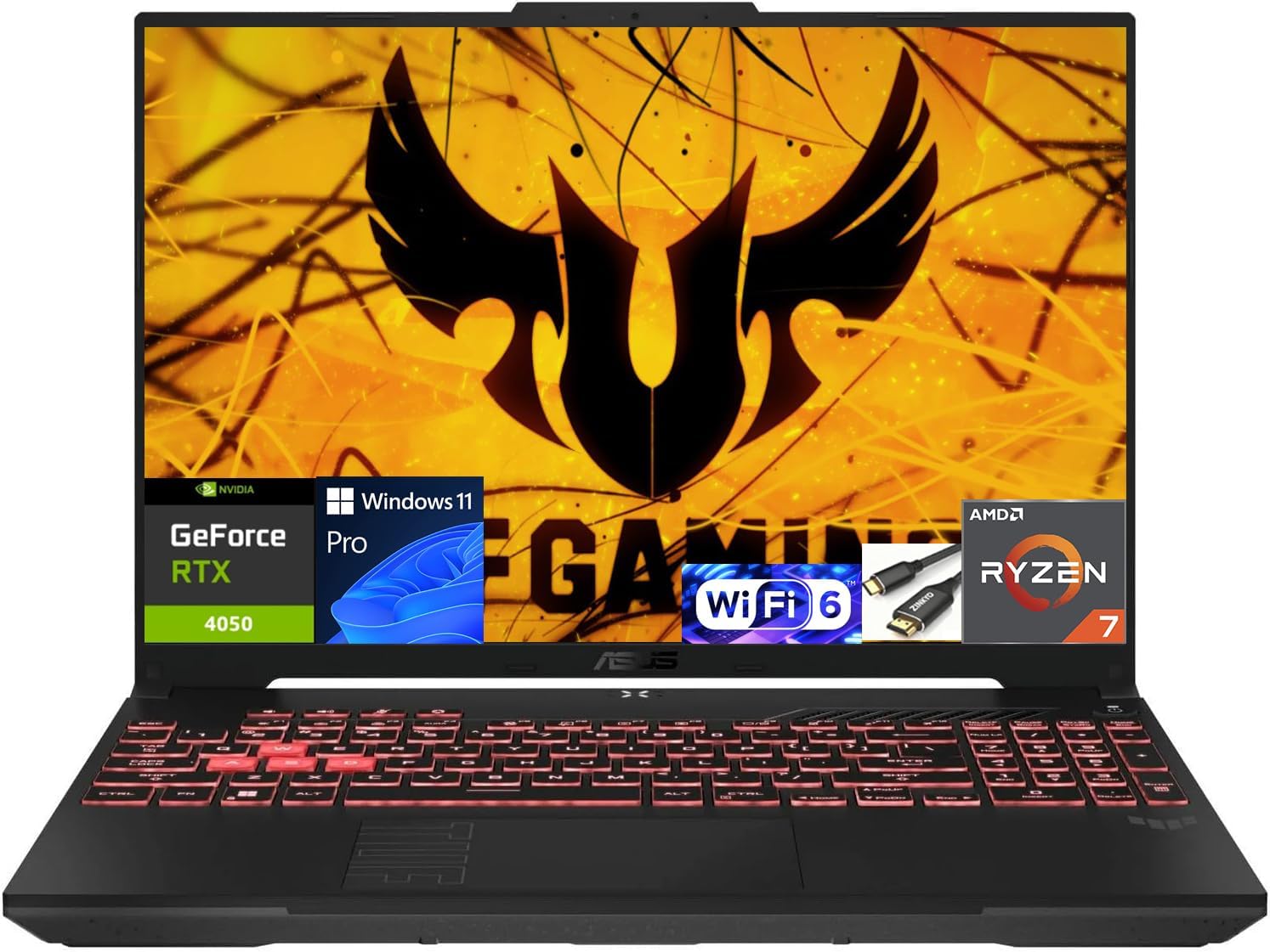 ASUS TUF Gaming A16 Laptop: AMD Ryzen 7 7445HS  16 Full HD+ 145Hz Display  NVIDIA GeForce RTX 4050  24GB DDR5 RAM  512GB SSD  Backlit Keyboard  Windows 11