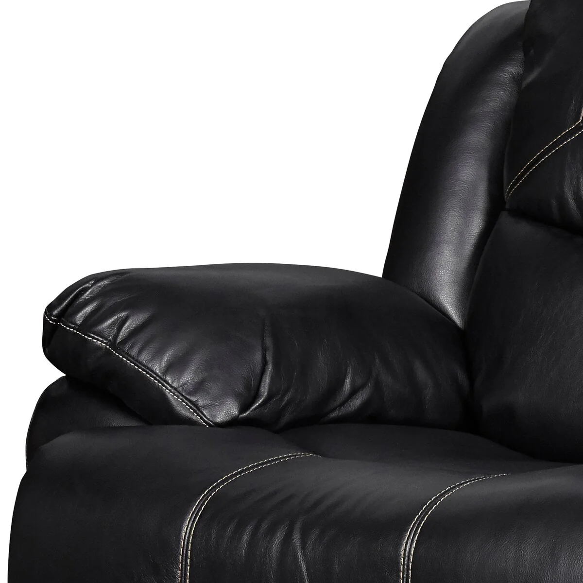 Faux Leather Upholstered Glider Reclining Chair with LED Strip, Black