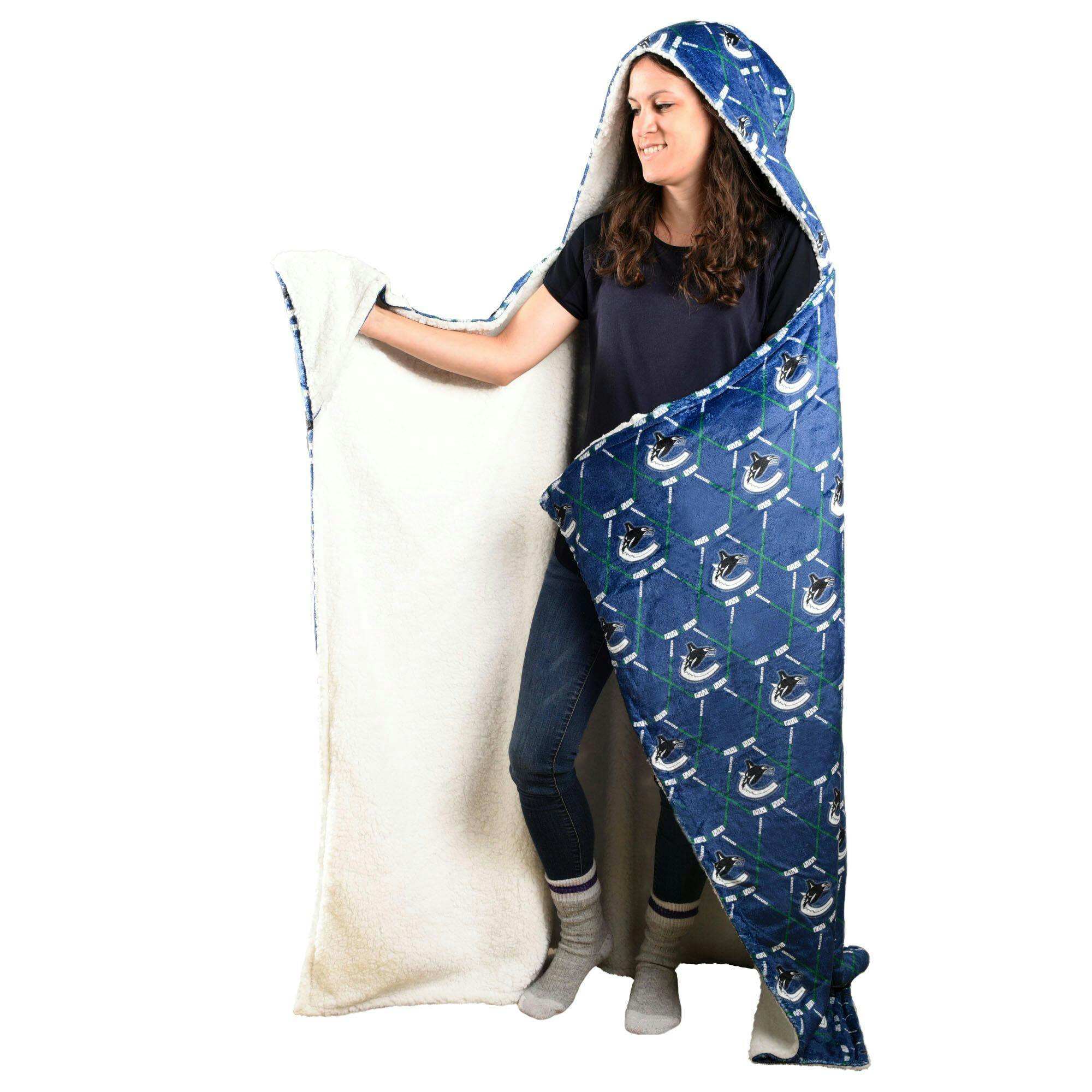 NHL Vancouver Canucks Officially Licensed Hockey Hooded Blanket 50-in x 70-in
