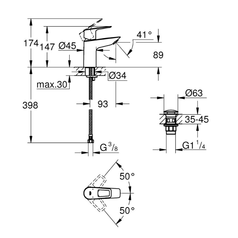 Mitigeur pour lavabo Start Loop S noir GROHE
