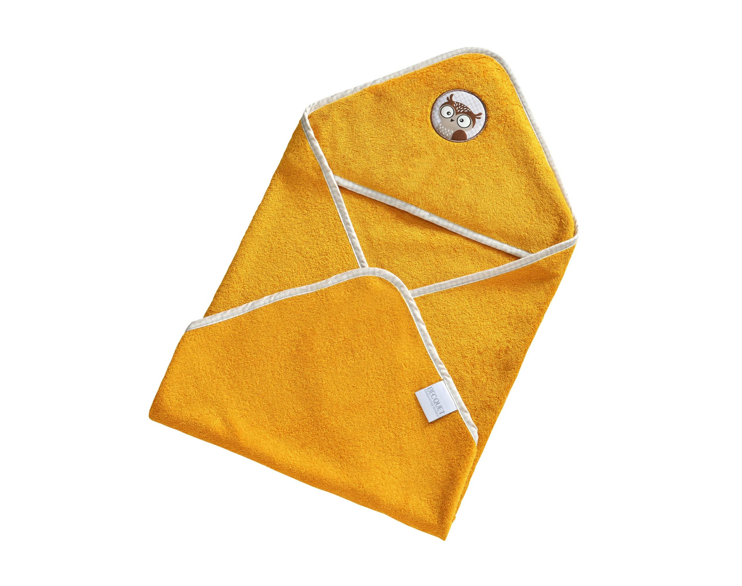PETITES BETES - Cape de bain bébé jaune 70x70 en coton