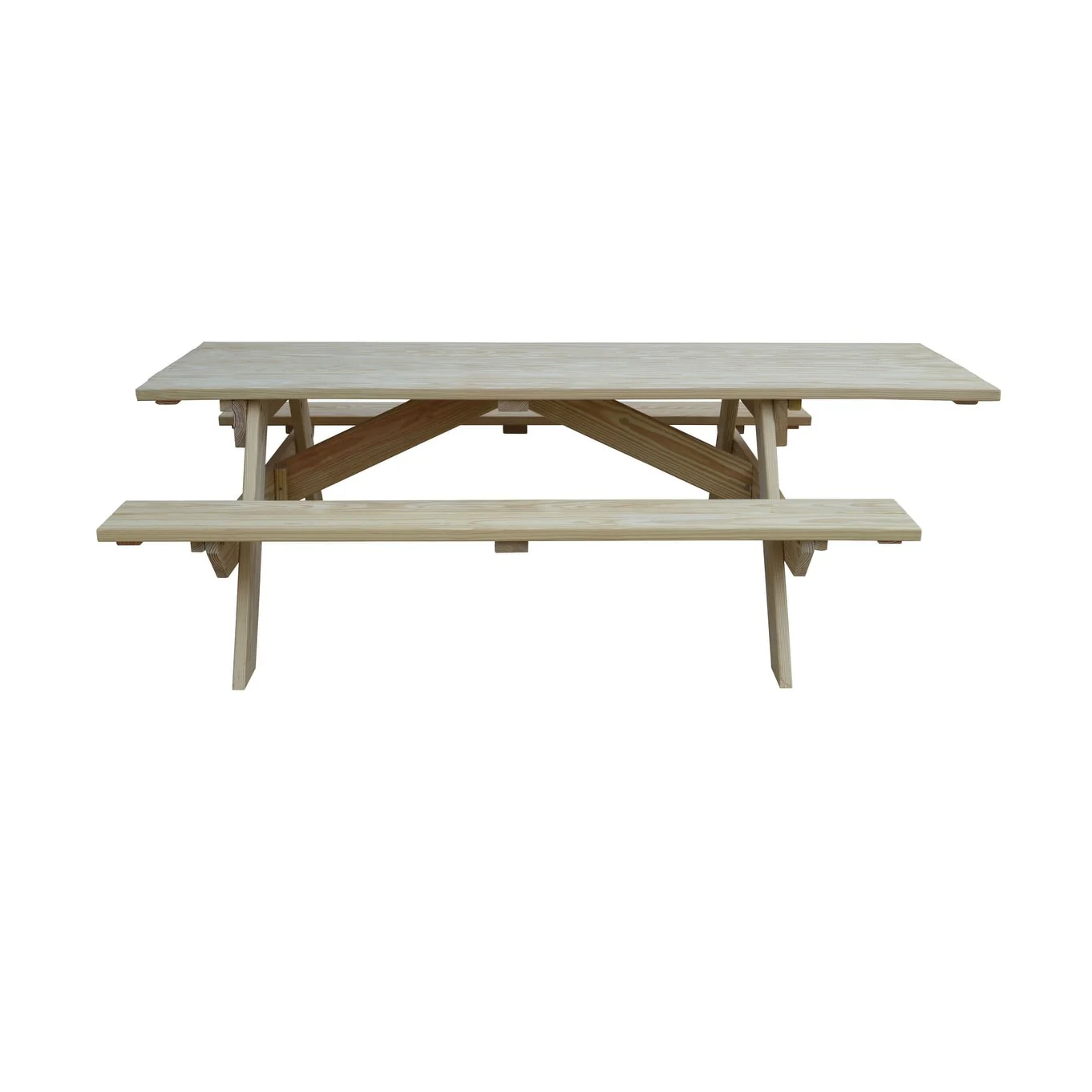 HomeRoots 94 Natural Solid Wood Outdoor Picnic Table