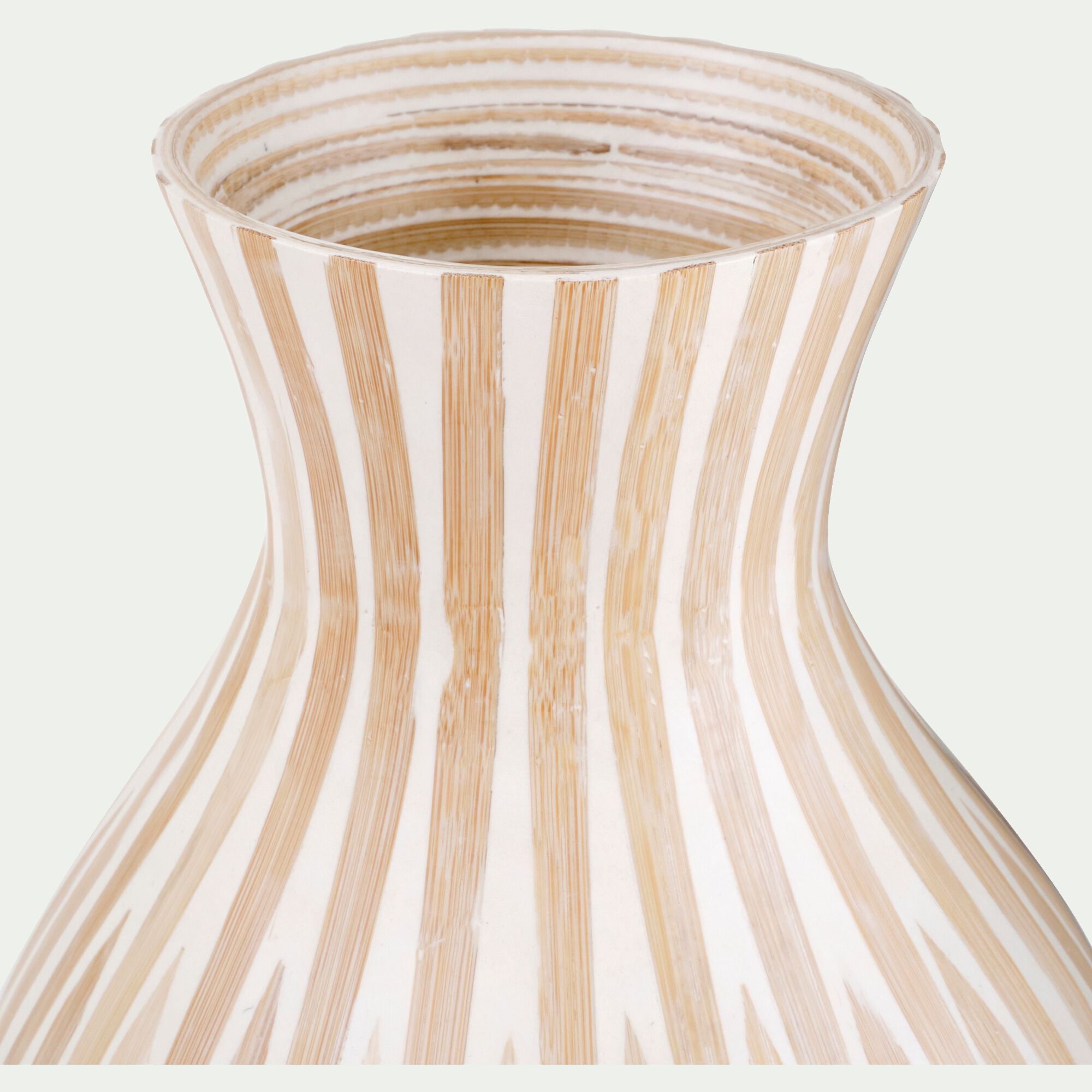 LAPSANA - Vase classique en bambou rayé H41cm - blanc